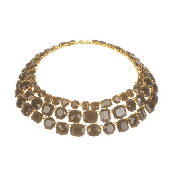 Triple Row La Diamantine 49Cm Taupe Grey Necklace | AALD3172 - Les Nereides