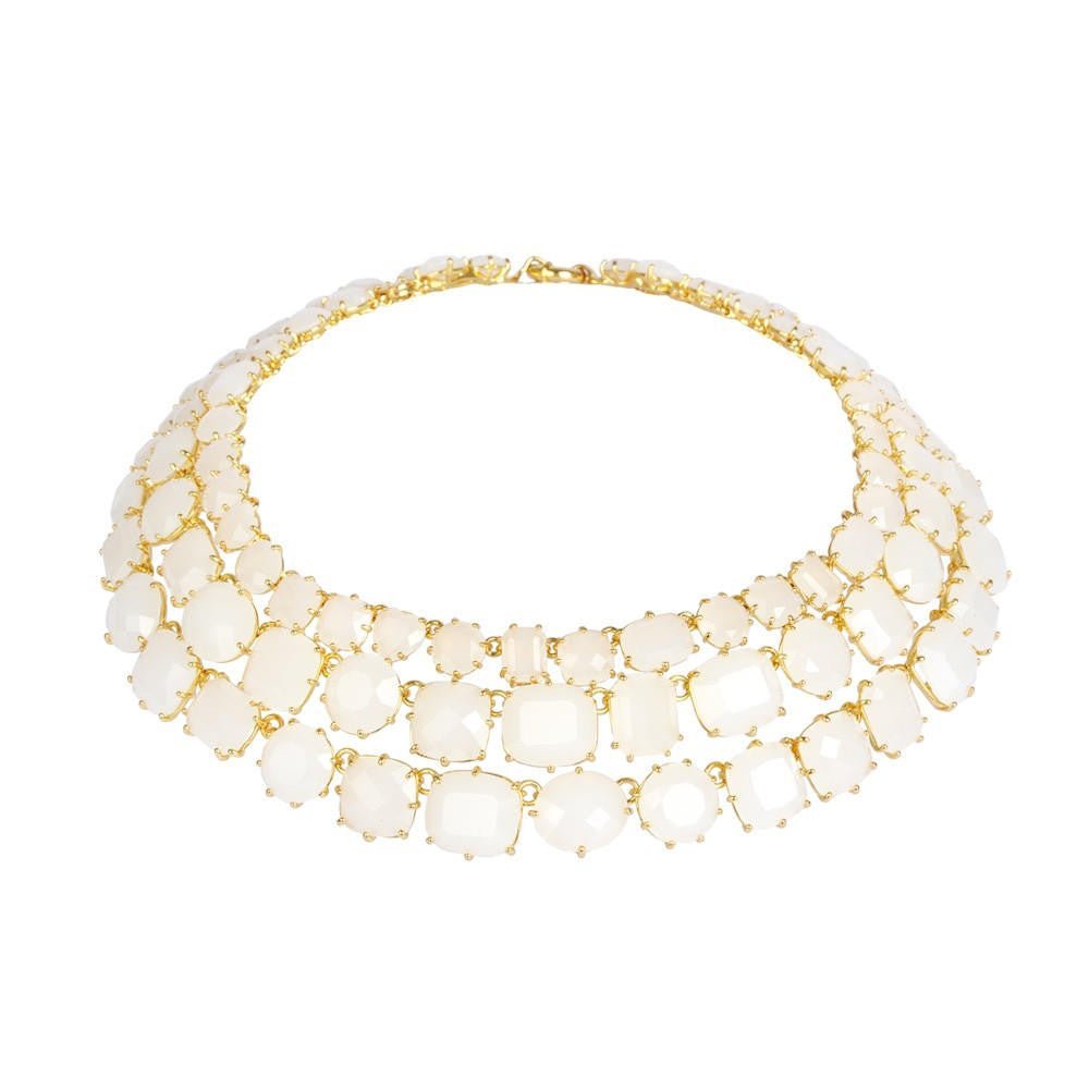 Triple Row La Diamantine 49Cm White Necklace | ABLD3172 - Les Nereides