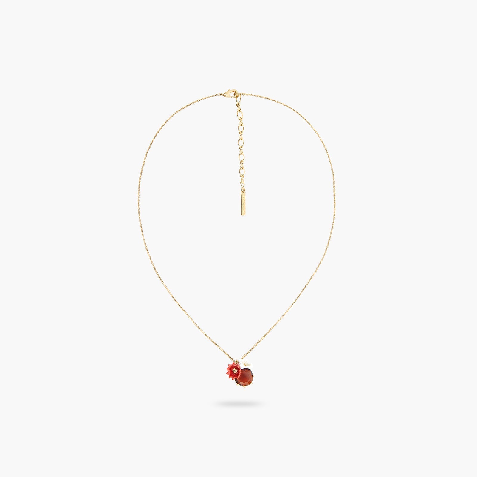 Two Flowers And Faceted crystal Pendant Necklace | ASTM3021 - Les Nereides