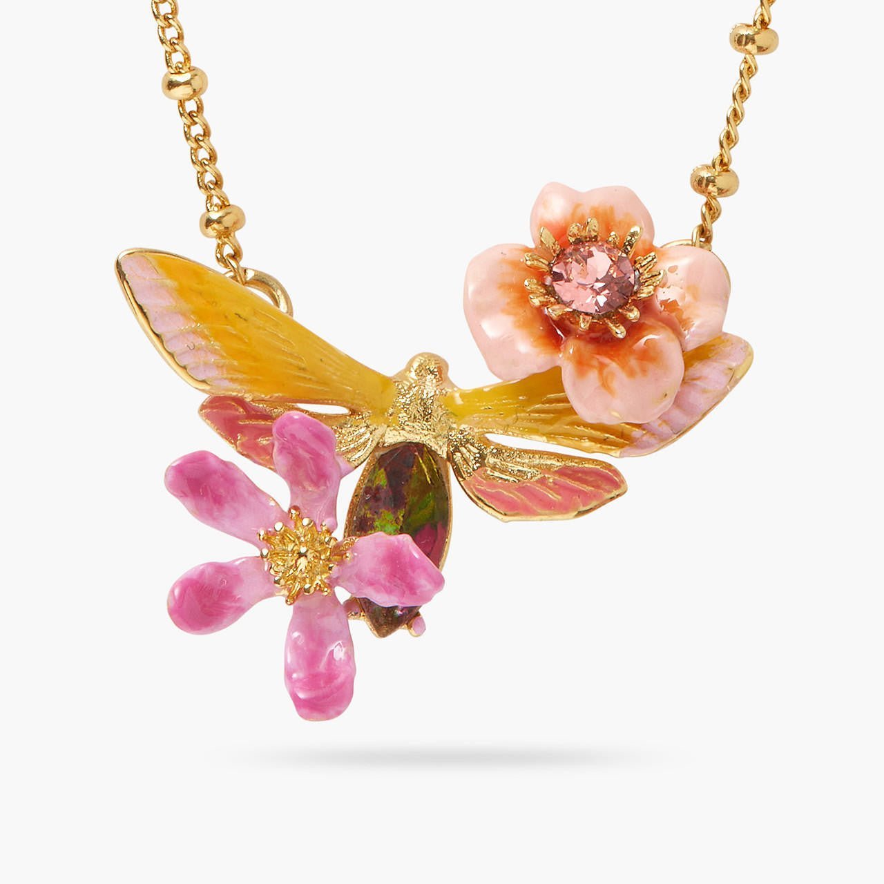 Vine Butterfly And Flower Pendant Necklace | AQVT3041 - Les Nereides
