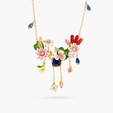Water Garden And Lapis Lazuli Statement Necklace | AQJF3011 - Les Nereides