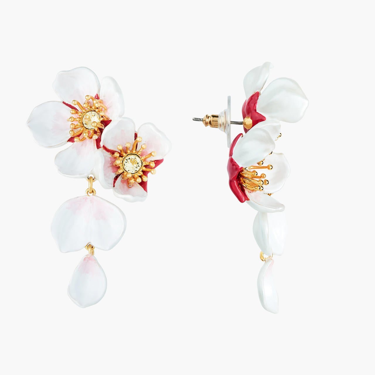 White Cherry Blossom Dangling Earrings | ANHA1091 - Les Nereides