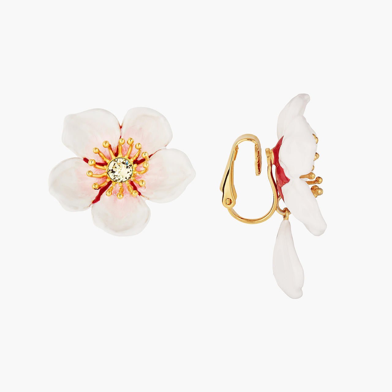 White Cherry Blossom Dangling Earrings | ANHA1101 - Les Nereides