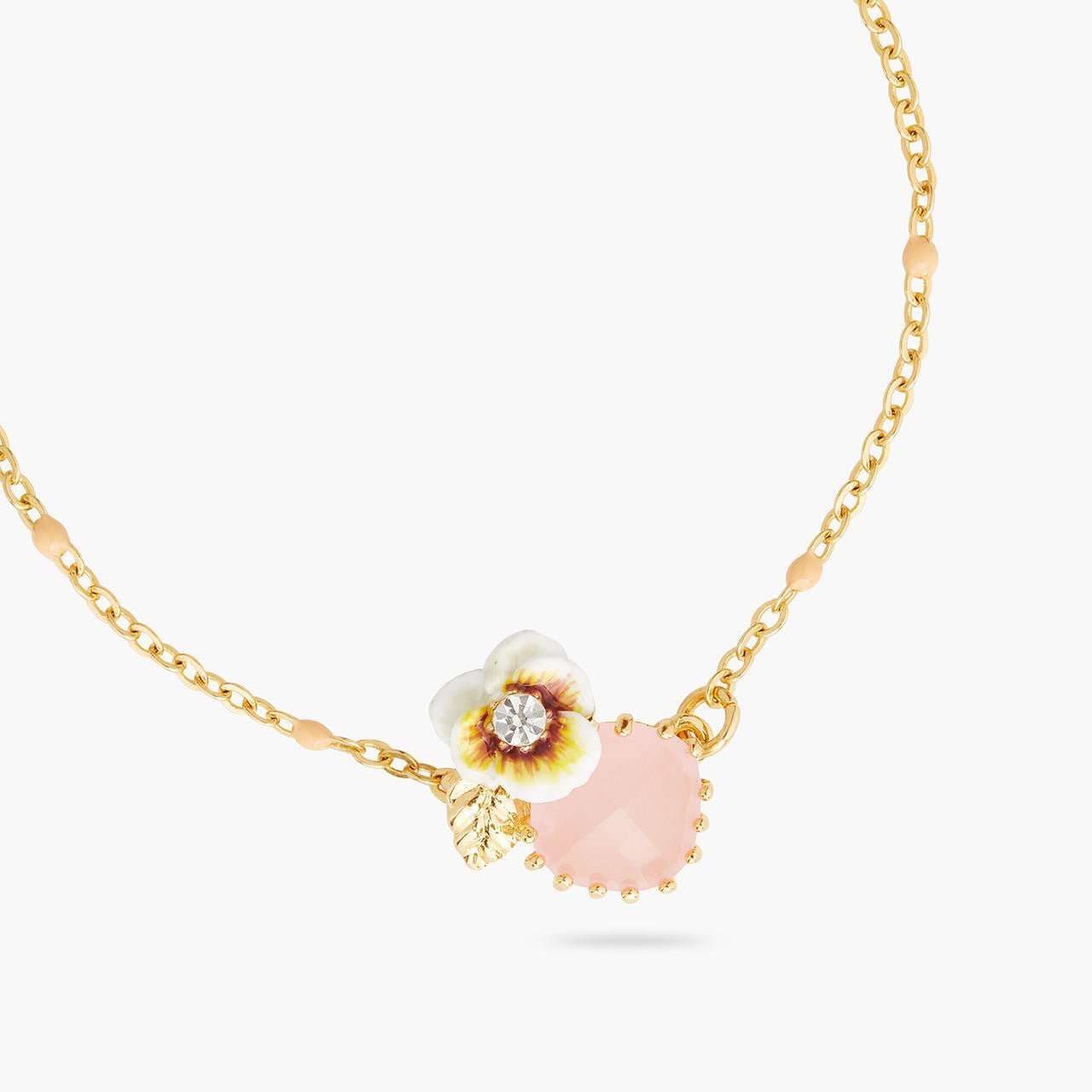 White pansy and crystal thin bracelet | AQLA2011 - Les Nereides