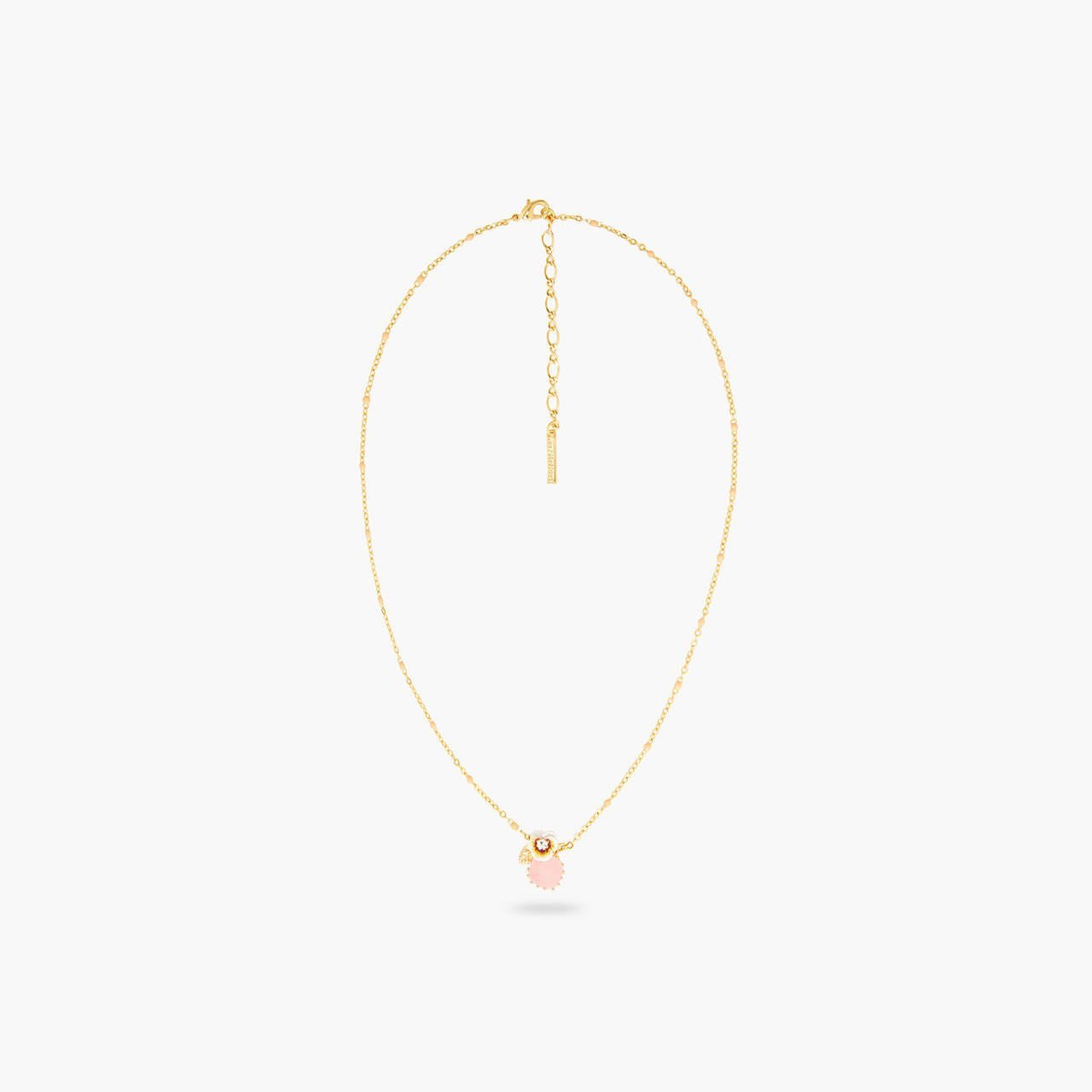 White pansy and crystal thin necklace | AQLA3021 - Les Nereides