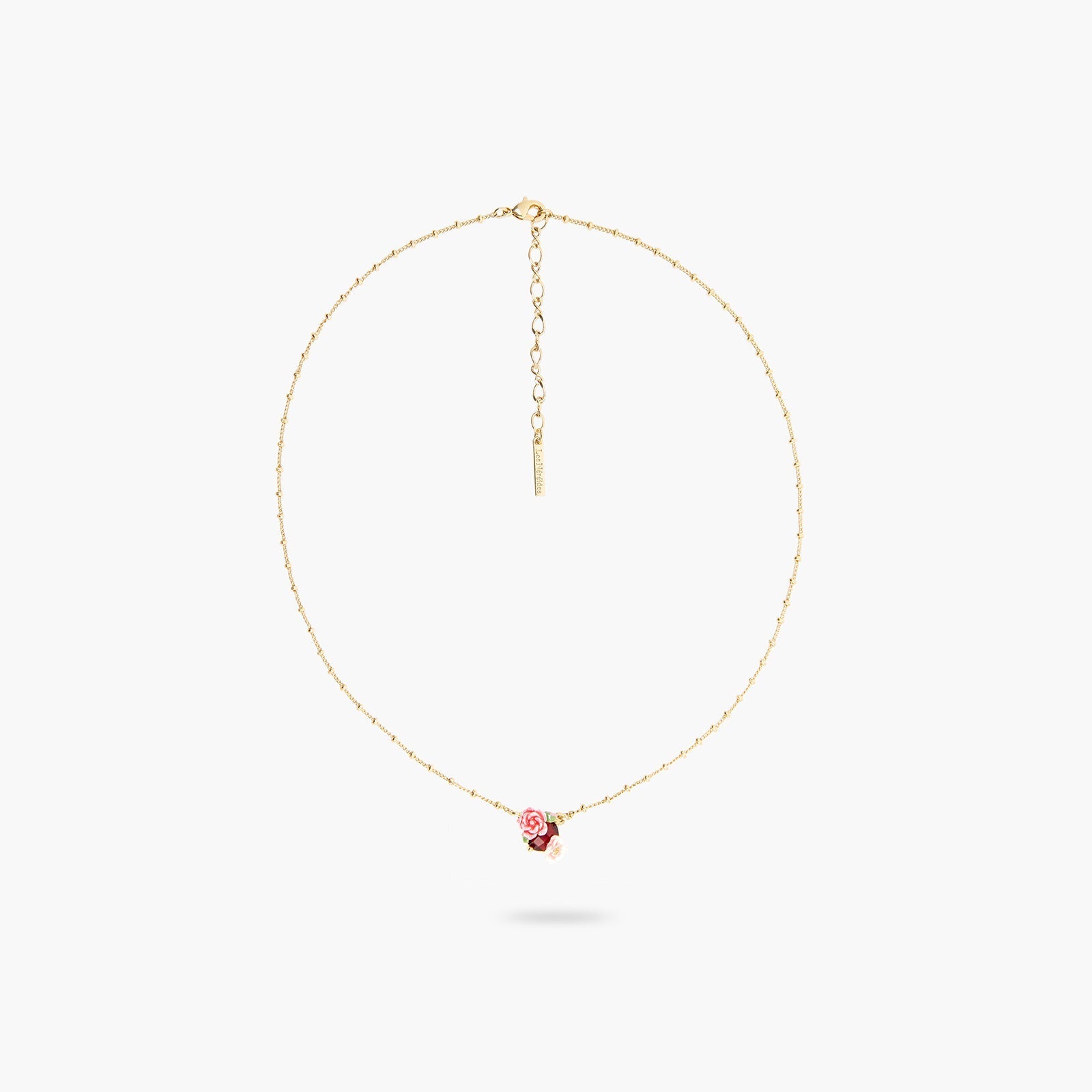 Wild rose and red garnet pendant necklace | ASRF3021 - Les Nereides