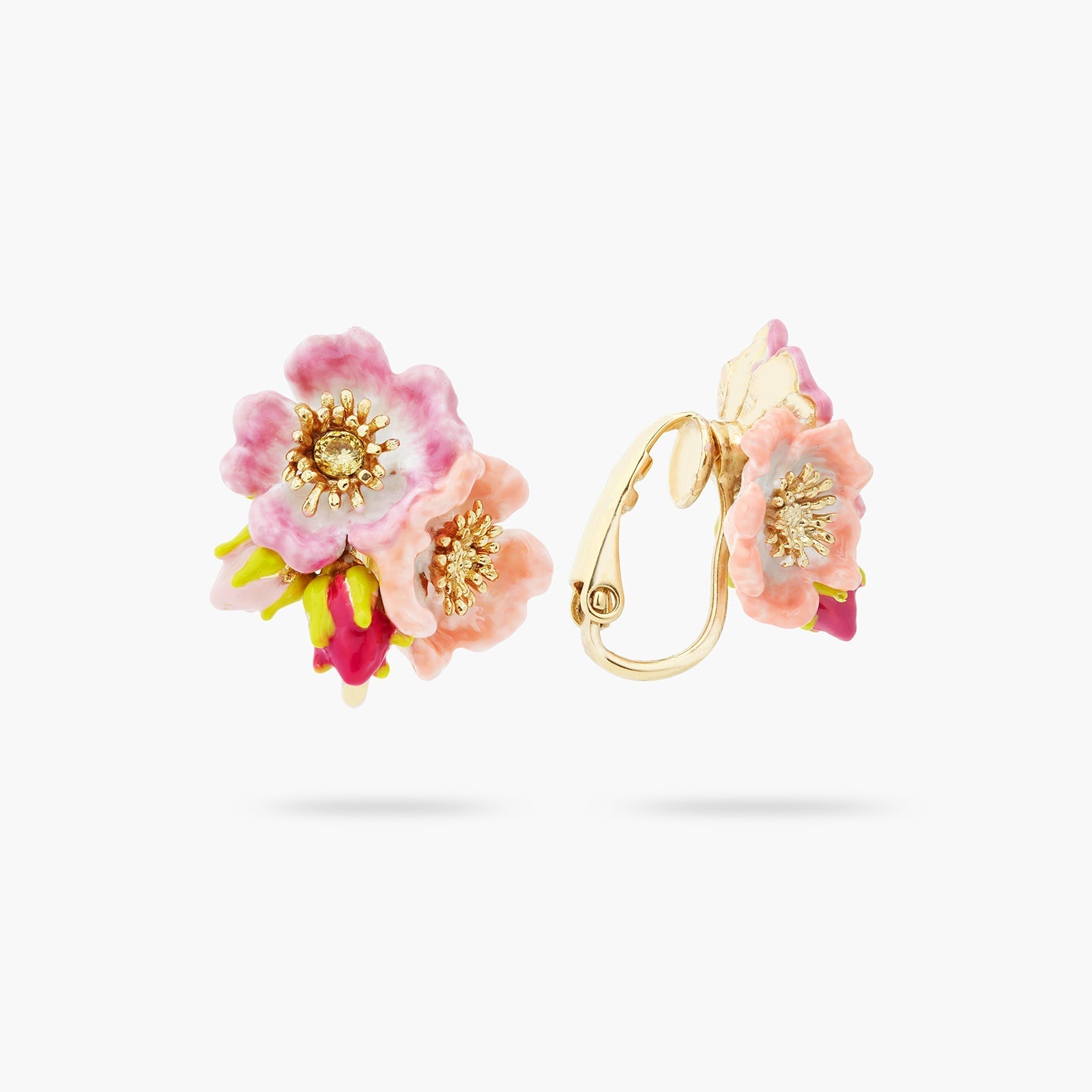 Wild rose and yellow cristal earrings | ASRF1011 - Les Nereides