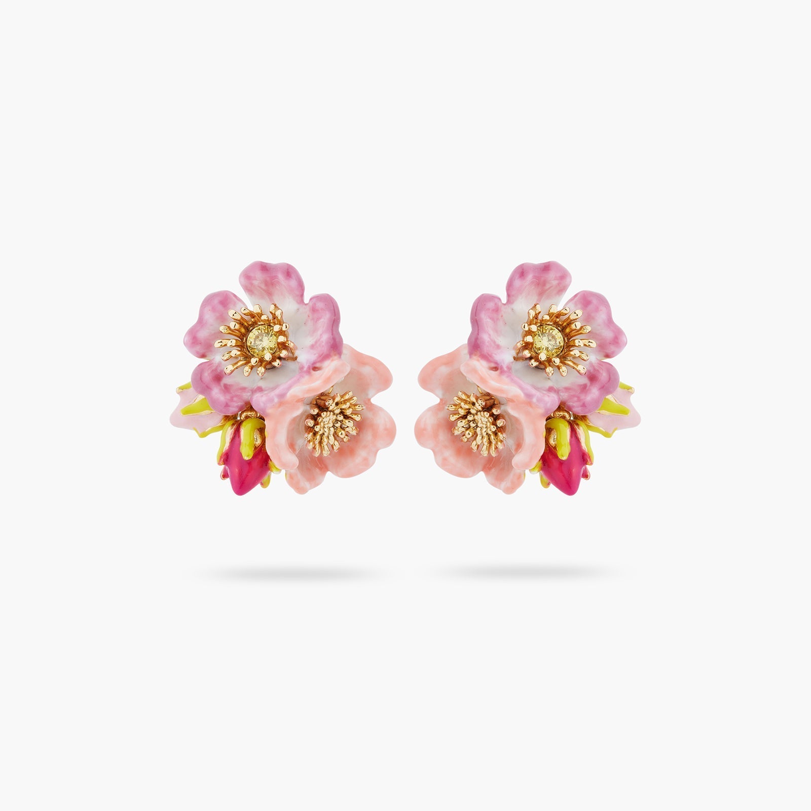 Wild rose and yellow cristal earrings | ASRF1011 - Les Nereides