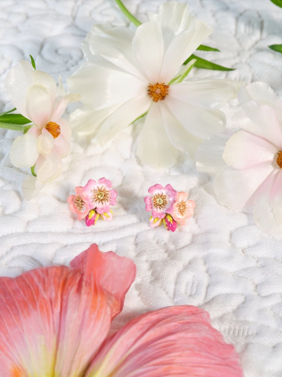 Wild rose and yellow cristal earrings | ASRF1011 - Les Nereides