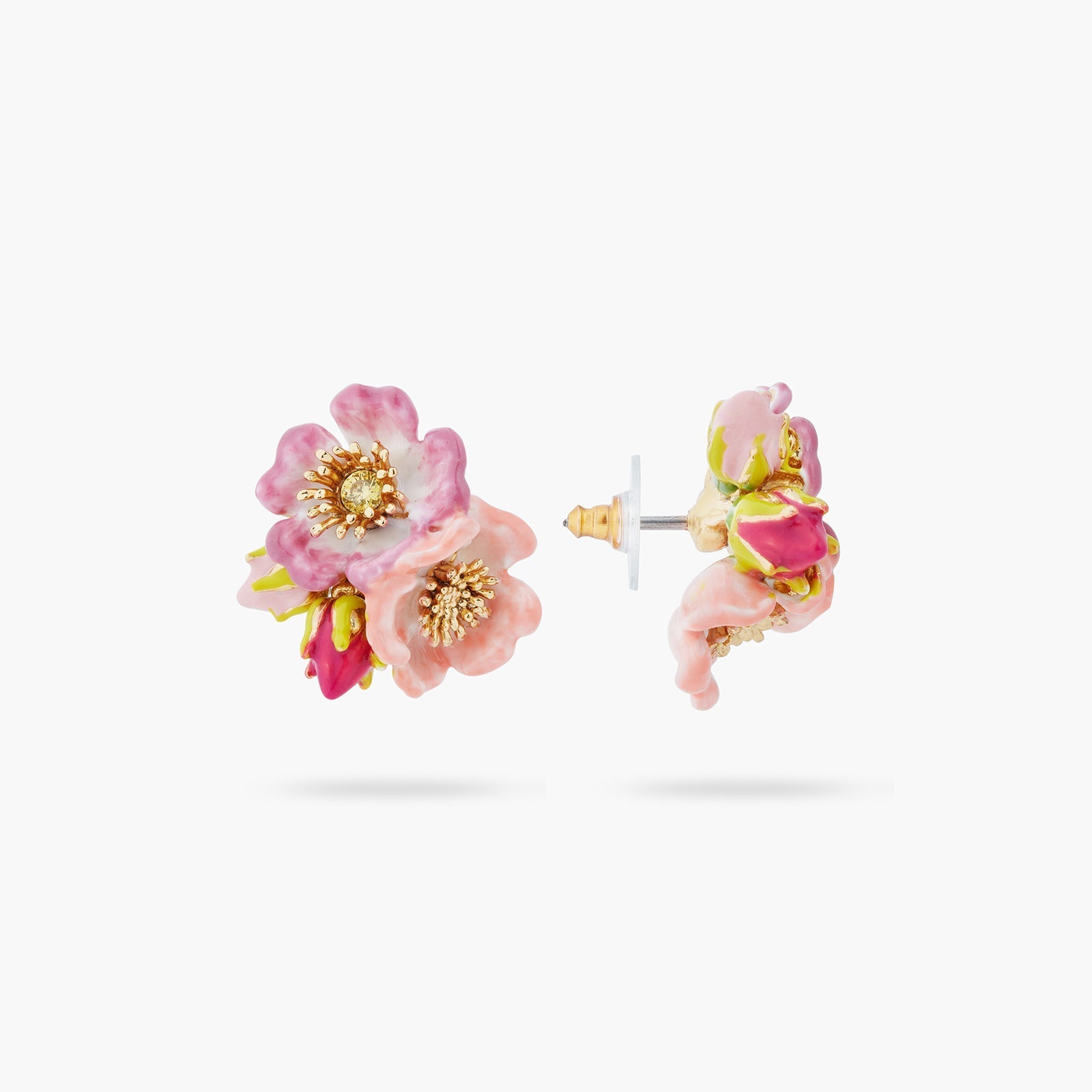 Wild rose and yellow cristal earrings | ASRF1011 - Les Nereides