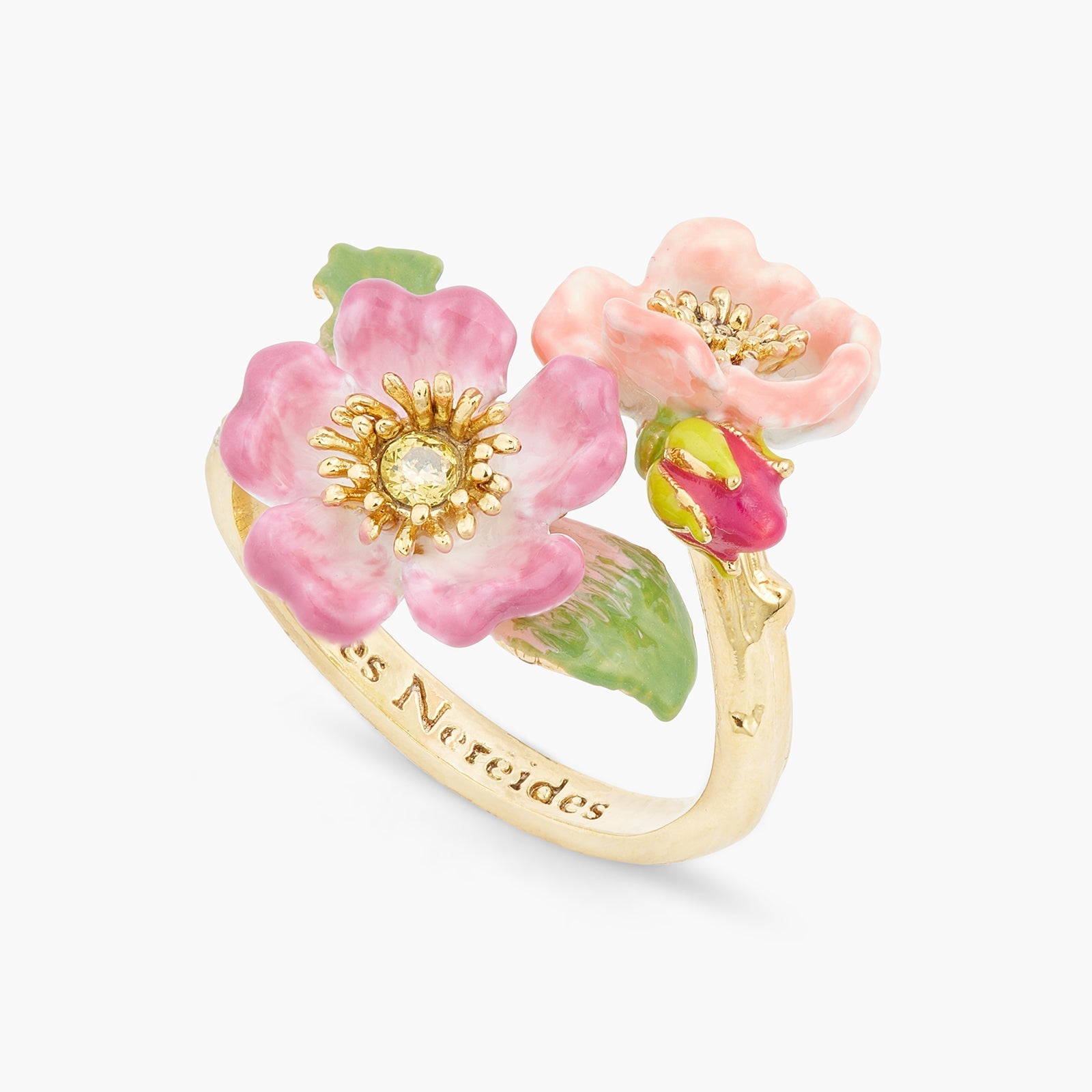 Wild rose and yellow crystal adjustable ring | ASRF6011 - Les Nereides