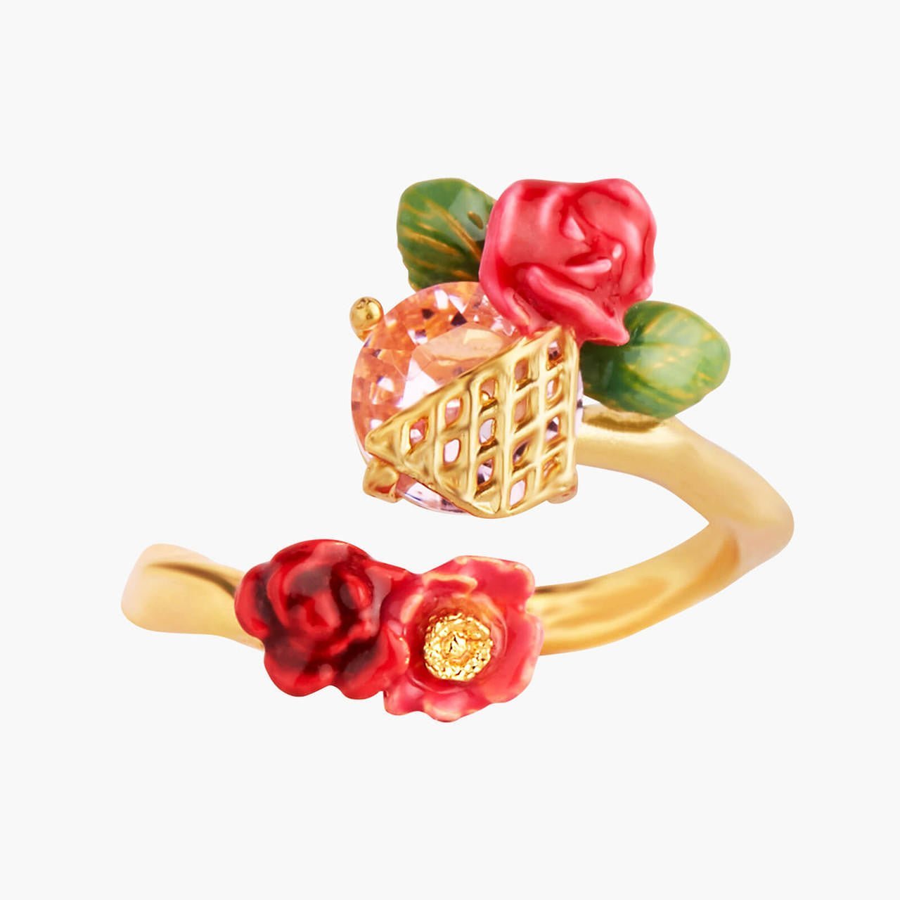 Wild Roses And Trellis Adjustable Rings | AMAR6031 - Les Nereides