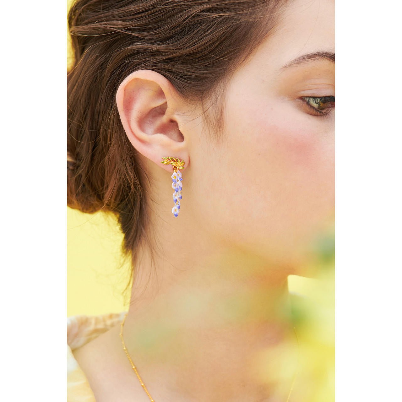 Wisteria Flower And Foliage Dangling Earrings | ANOF104C/1 - Les Nereides