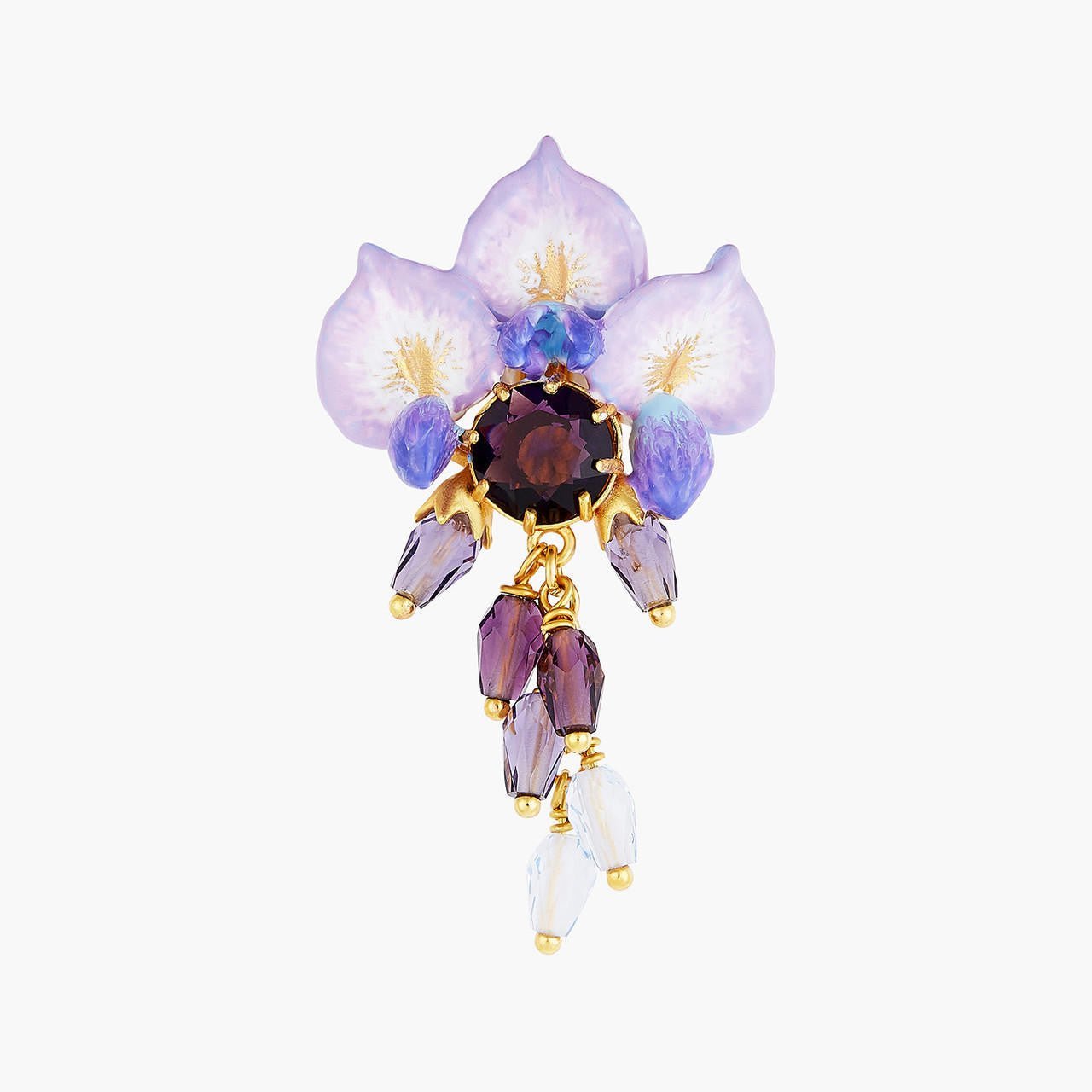 Wisteria Flower, Pearl And Faceted Crystal Earrings | ANOF101C/1 - Les Nereides