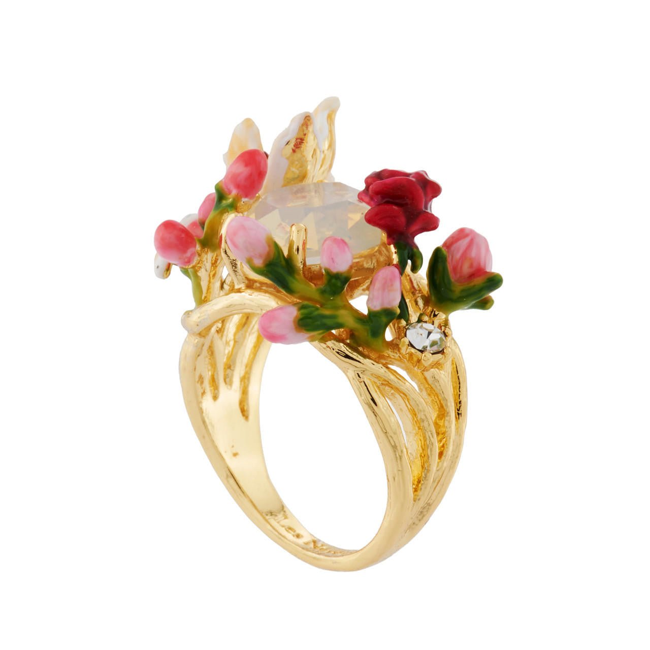With Variety Of Flowers And Buds On Faceted Crystal Rings | AHPV601/11 - Les Nereides