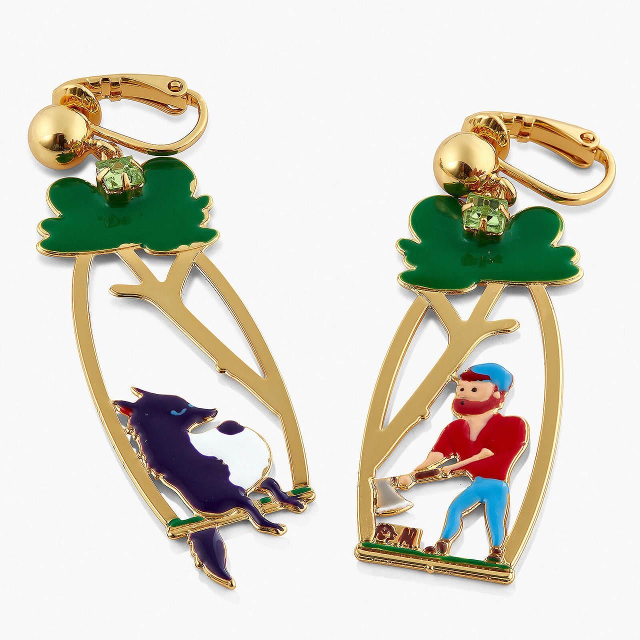 Woodsman And Big Bad Wolf Earrings | APBB1101 - Les Nereides