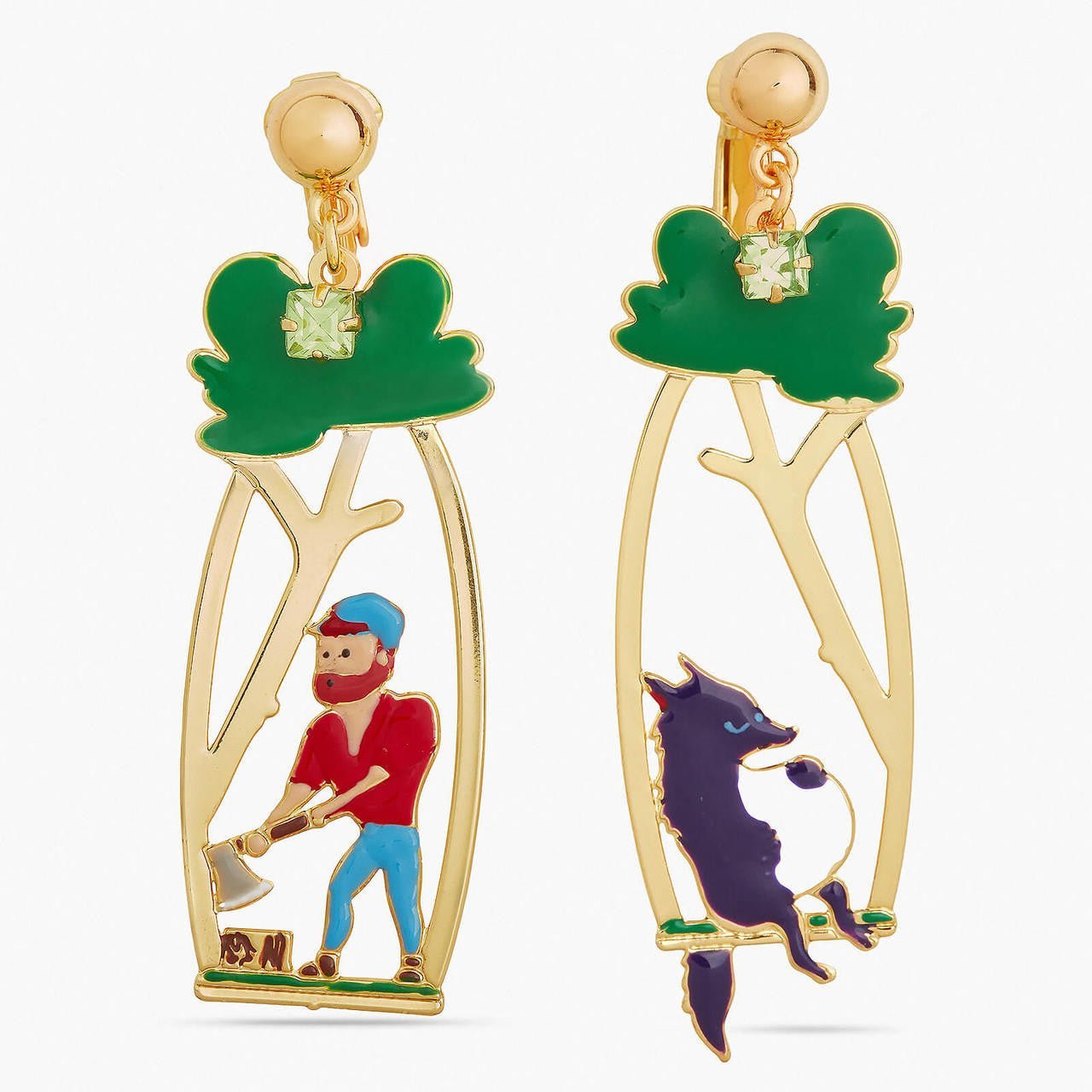 Woodsman And Big Bad Wolf Earrings | APBB1101 - Les Nereides