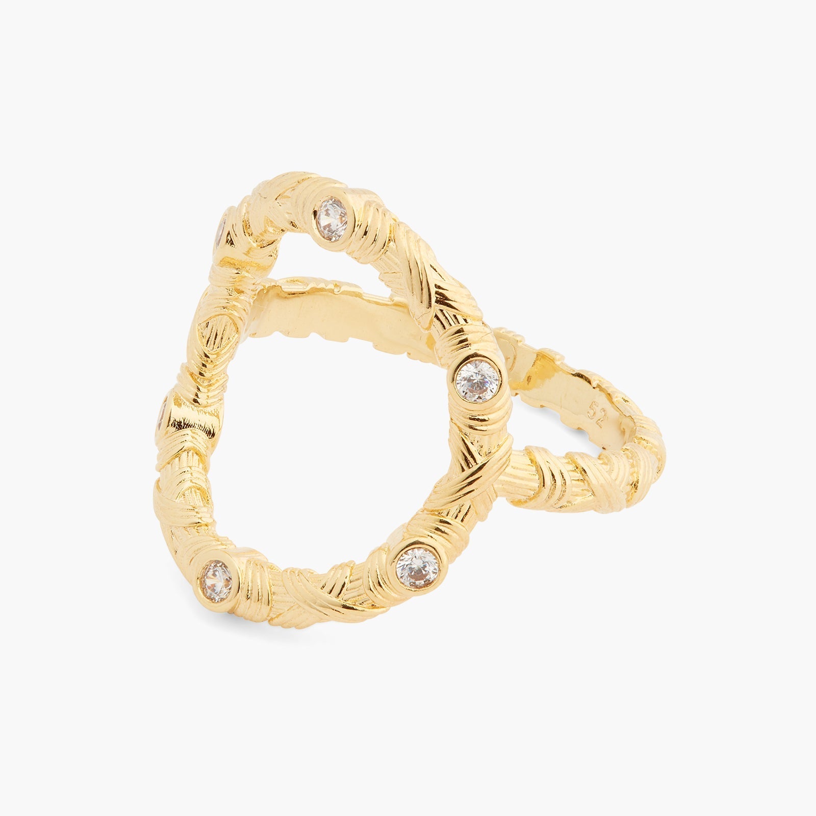 Woven basketry circle and crystal ring | ASVA6021 - Les Nereides