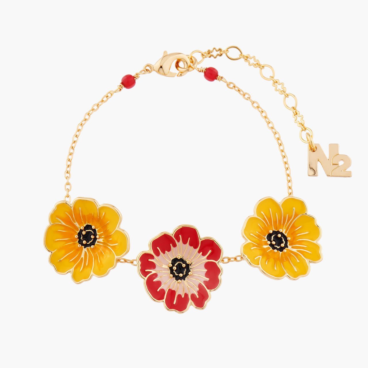 Yellow And Chocolate Cosmos Thin Bracelet | AMBE2021 - Les Nereides
