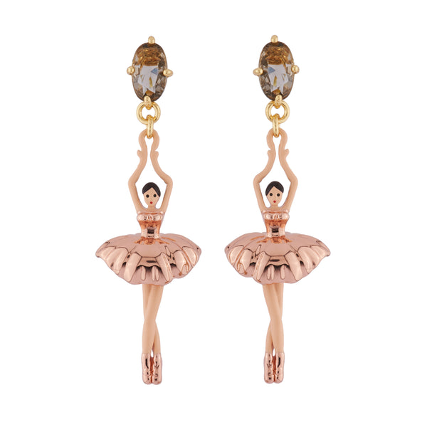 Pas de Deux Faceted Crystal Pink Gold Earrings | AIDD115C/2