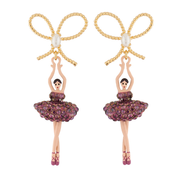 Pas de Deux Lux With Knot Rhinestones Lilac Earrings | AIDDL108C/1