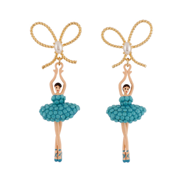 Pas de Deux Lux With Knot Rhinestones Turquoise Blue Earrings | AFDDL108C/1