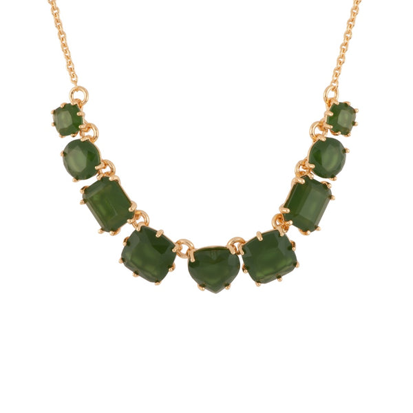 La Diamantine 9 Stones Forest Green Necklace | AELD3181