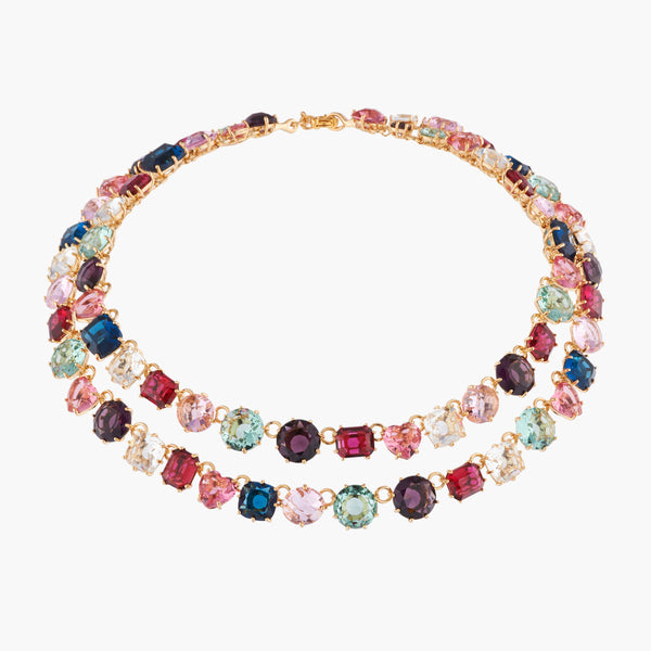 Multicoloured Two Row La Diamantine Luxurious Necklace | AKLD355