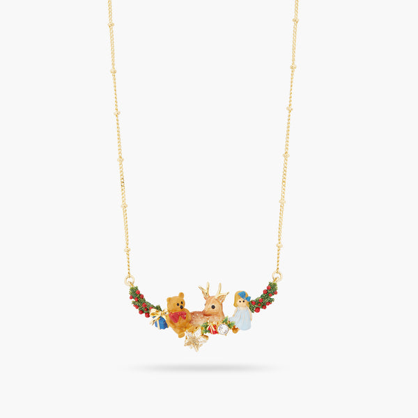 Fawn And Christmas Gift Statement Necklace | ASPS3011