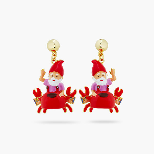 Garden Gnome And Red Crab Earrings | ATCP1051