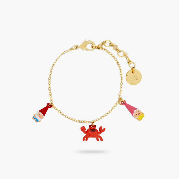Garden Gnome And Red Crab Charm Bracelet | ATCP2011