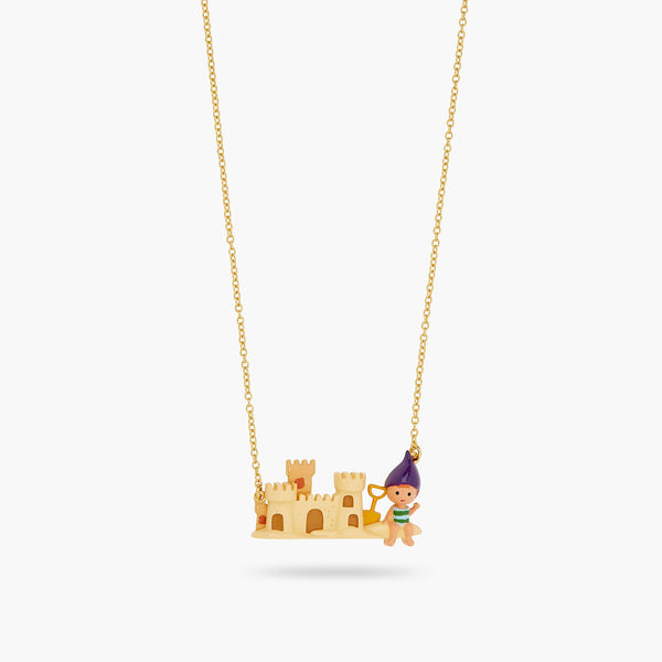 Little Garden Gnome And Sandcastle Statement Necklace | ATCP3021