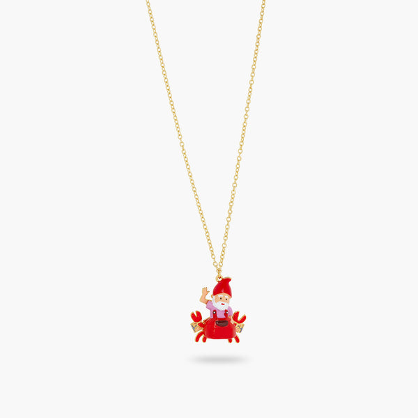 Garden Gnome And Red Crab Pendant Necklace | ATCP3041