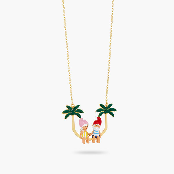 Toadstool Family Couple And Palm Tree Statement Necklace | ATCP3051