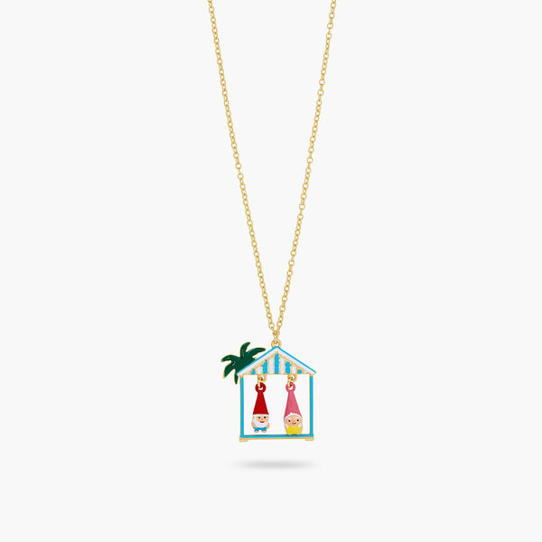 Toadstool Family Couple And Beach Hut Pendant Necklace | ATCP3081