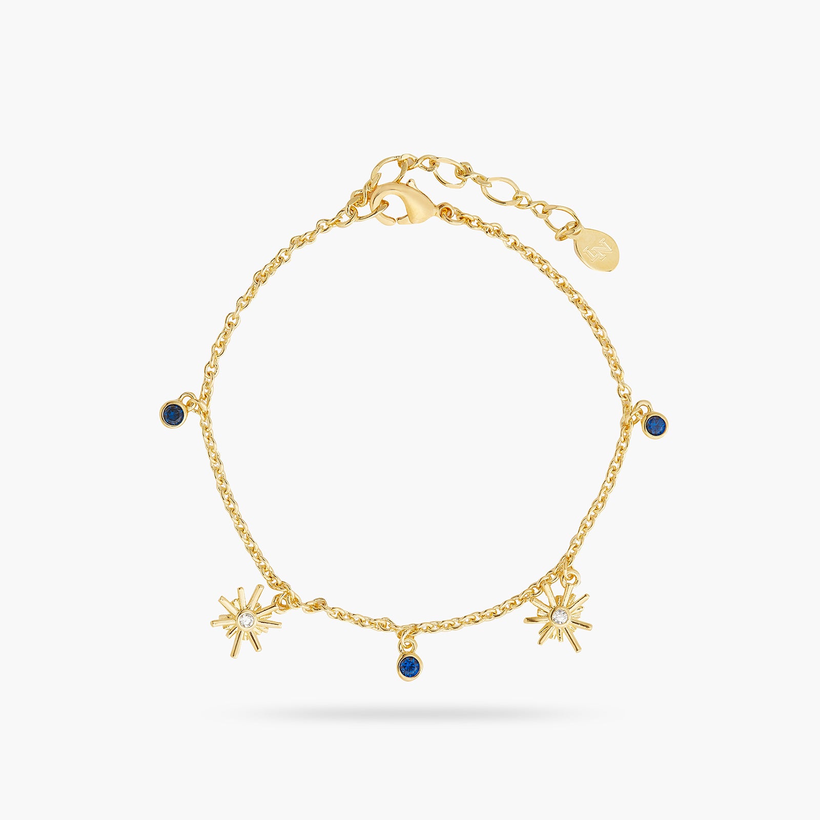 Gold Stars And Midnight Blue Stone Charm Bracelet | ATET2012
