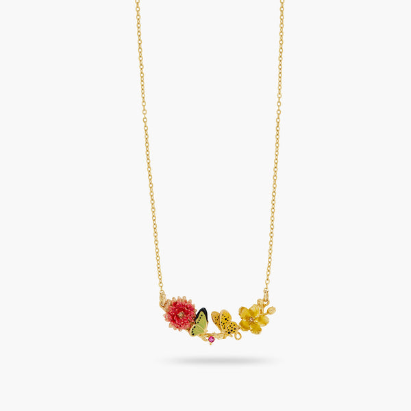 Butterfly And Enamelled Flower Statement Necklace | ATLA3021
