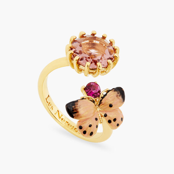 Adjustable Butterfly And Round Stone You And Me Ring | ATLA6021