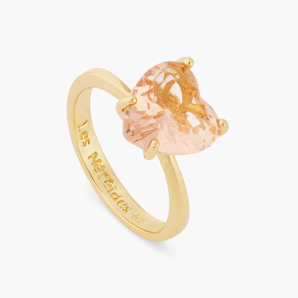 Apricot Pink Diamantine Heart Solitaire Ring | ATLD6171