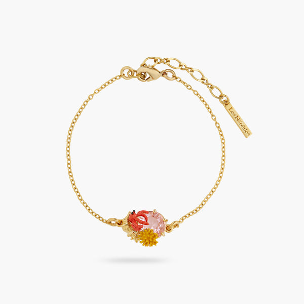 Seashell, Enamelled Coral And Cut Crystal Stone Fine Bracelet | ATPR2021