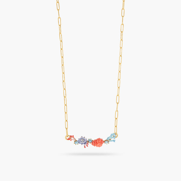 Seashell, Coral And Cut Crystal Stone Statement Necklace | ATPR3031