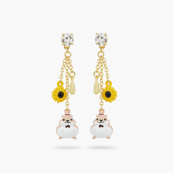 Hamster And Sunflower Dangle Earrings | ATTO1021