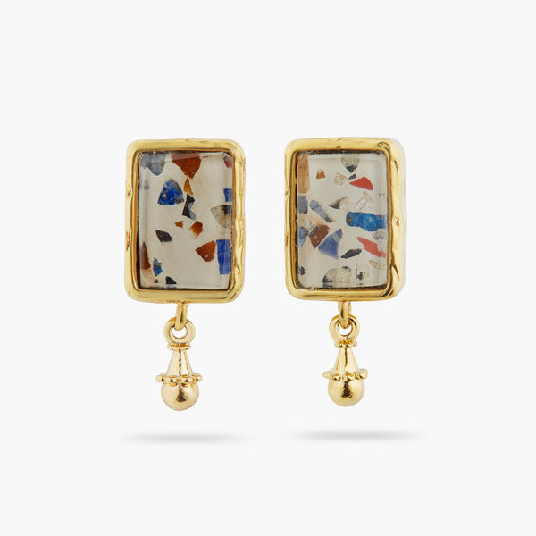 Terrazzo And Golden Bead Earrings | ATVE1091