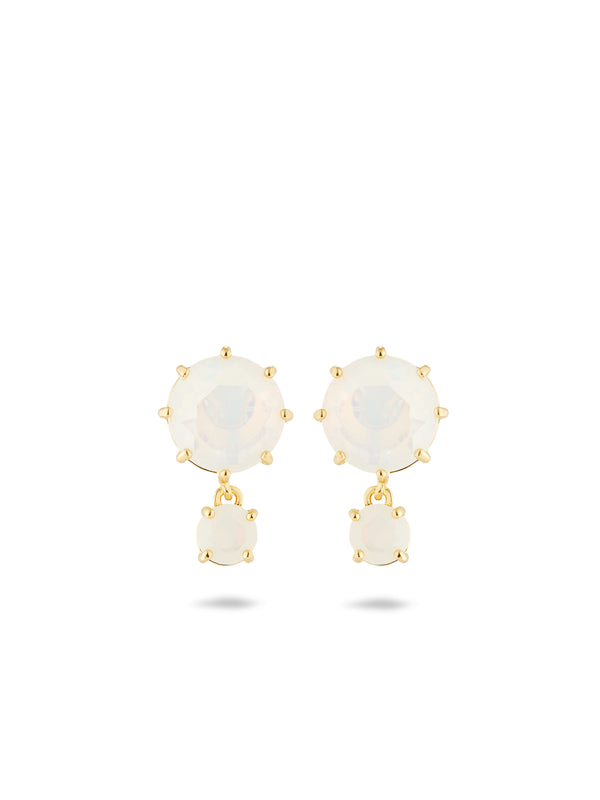 Opalescent White Diamantine Two-Stone Earrings | AULD1261