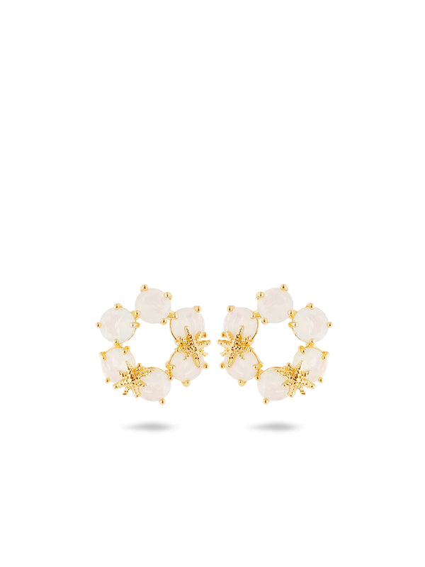 Opalescent White Diamantine Six Stone Earrings With Fine Stars | AULD1422