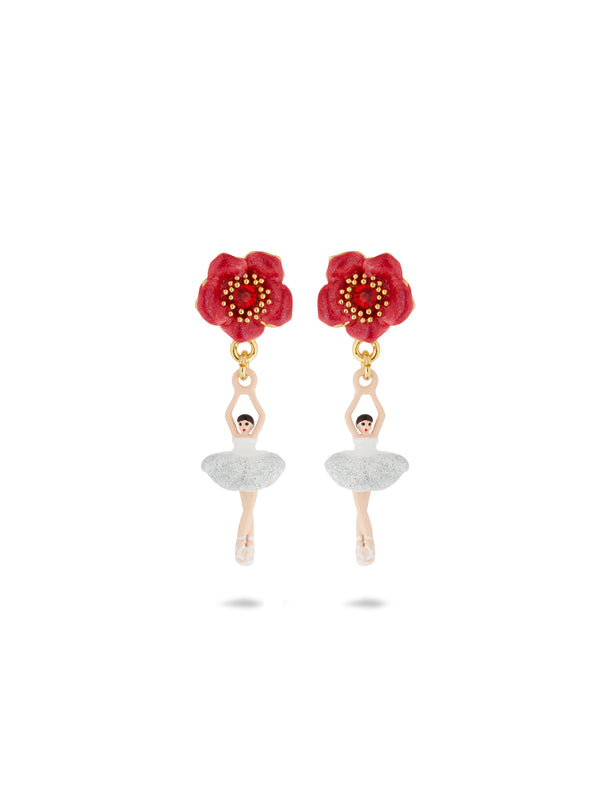Ballerina And Red Flower Earrings | AUMDD1011