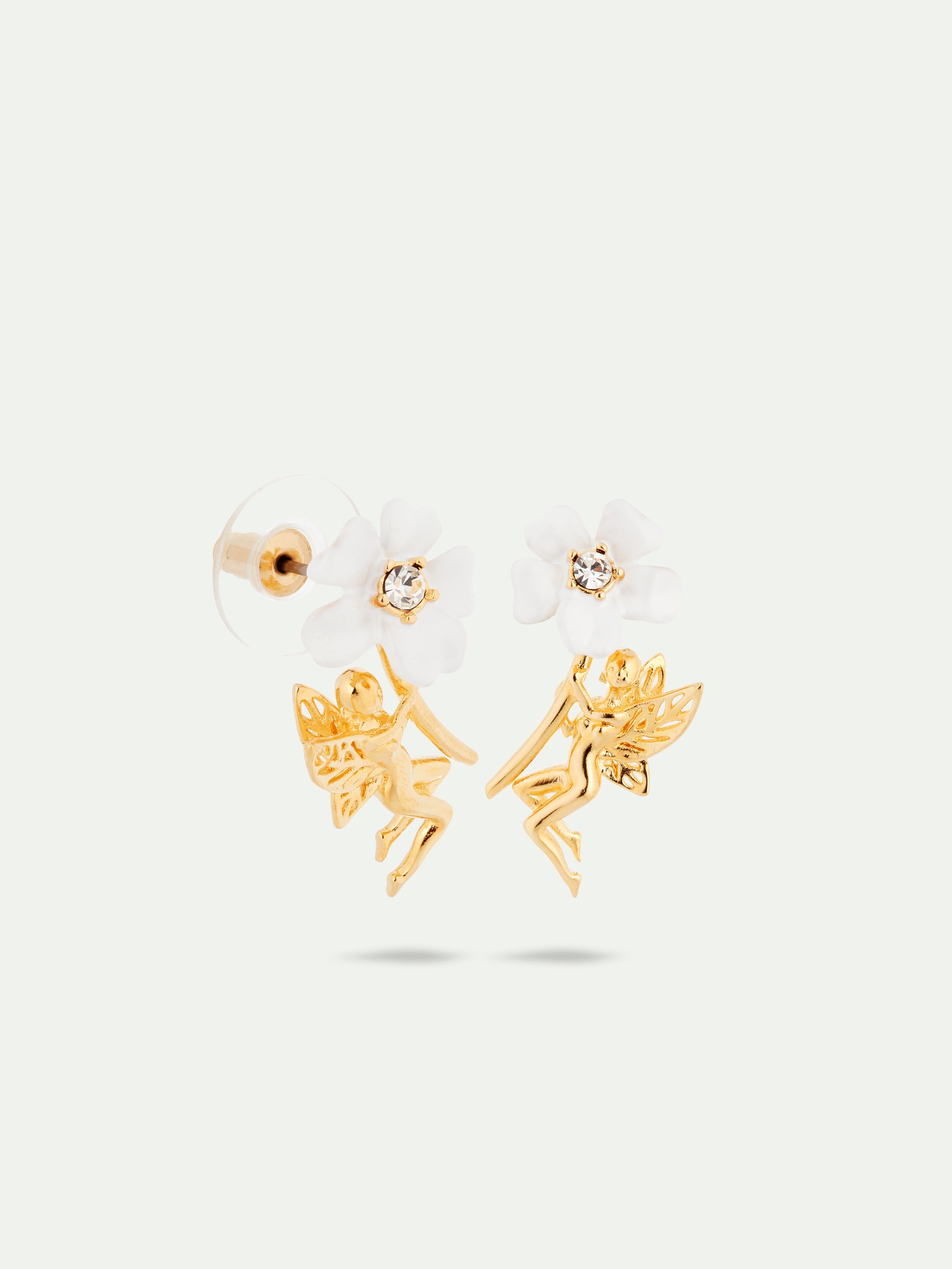 White Jasmine And Fairy Post Earrings | AUME1131