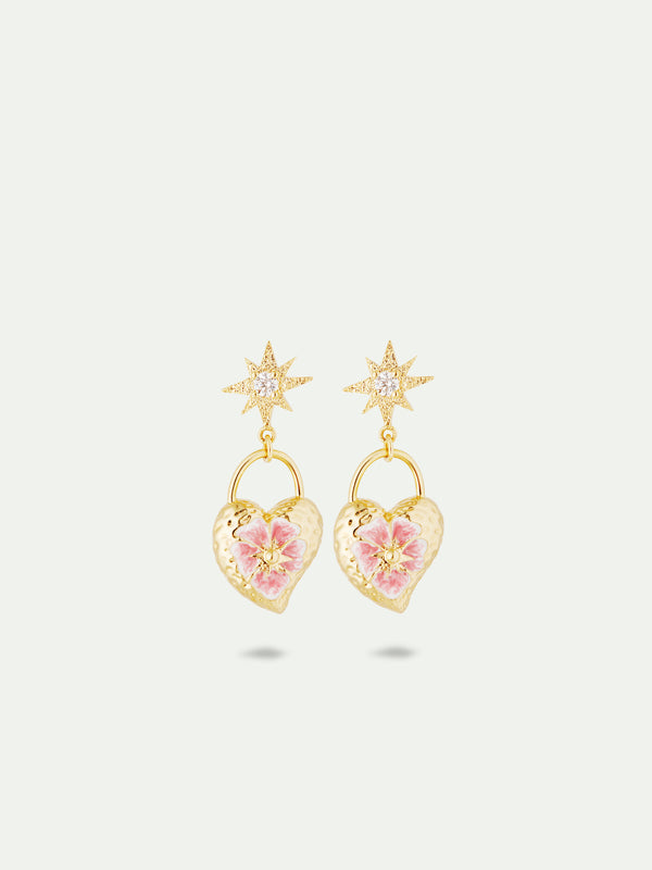 Heart, Pansy Flower And Star Earrings | AUPS1031