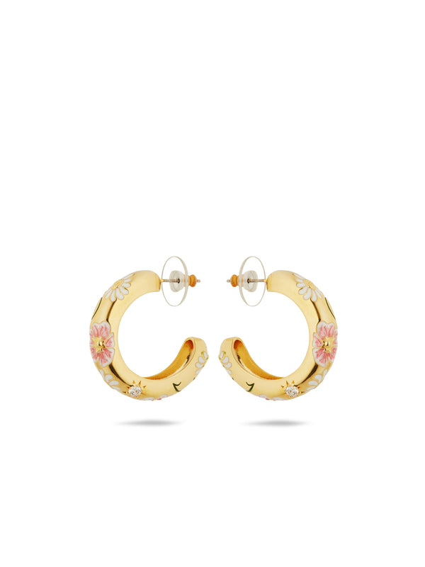 Daisy And Pansy Flower Hoop Earrings | AUPS1041