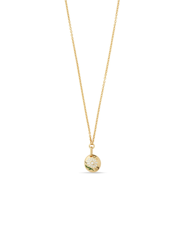Daisy Flower And Medallion Pendant Necklace | AUPS3011